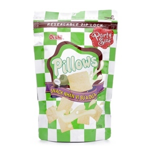 Snack nhân vị sữa dừa Pillows Oishi gói 100g