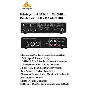 Sound card thu âm Behringer U-PHORIA UMC204HD