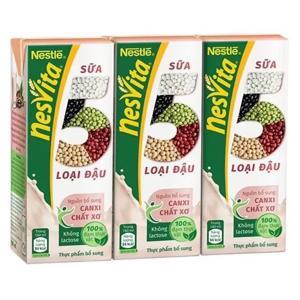 Sữa 5 loại đậu Nesvita có đường lốc 3 hộp x 180ml