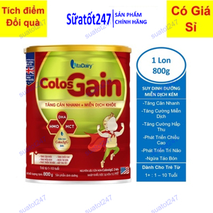 Sữa bột Colos Gain giúp bé tăng cân cho bé 1-10 tuổi lon 800g