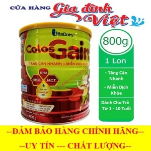 Sữa bột Colos Gain giúp bé tăng cân cho bé 1-10 tuổi lon 800g