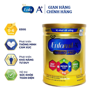 Sữa bột Enfamil A+ 1 DHA+ MFGM Pro - hộp 830g (dành cho trẻ từ 0 - 6 tháng)