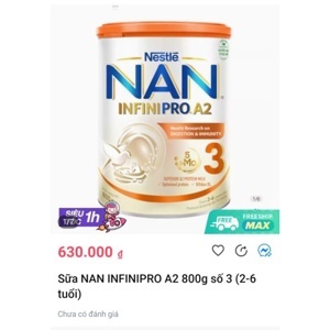 Sữa bột Nan A2 số 3 - 800g (cho bé từ 12 tháng trở lên)