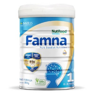 Sữa bột Nutifood Famna số 1 - Lon thiếc 850g (0-6 tháng)