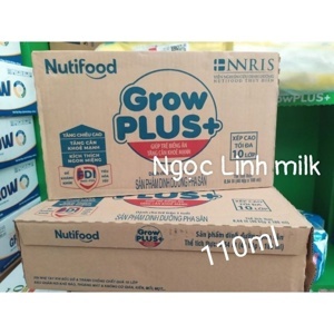 Sữa bột pha sẵn Nuti Grow Plus xanh - 110 ml (Thùng 48 hộp)