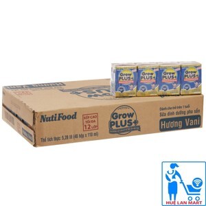 Sữa bột pha sẵn Nuti Grow Plus xanh - 110 ml (Thùng 48 hộp)