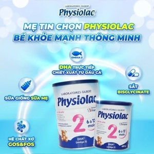 Sữa bột Physiolac số 2 - hộp 400g (dành cho trẻ từ 6 - 12 tháng)