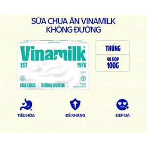 Sữa chua ăn Vinamilk Không đường 100g - Thùng 48 Hộp