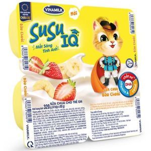 Sữa chua cho trẻ em vị dâu chuối SuSu Vinamilk lốc 4 hộp x 80g