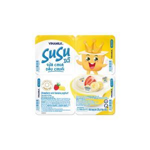 Sữa chua cho trẻ em vị dâu chuối SuSu Vinamilk lốc 4 hộp x 80g