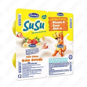 Sữa chua cho trẻ em vị dâu chuối SuSu Vinamilk lốc 4 hộp x 80g