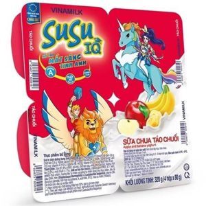 Sữa chua Susu IQ táo chuối - Vỉ 4 hộp 80g