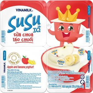 Sữa chua Susu IQ táo chuối - Vỉ 4 hộp 80g