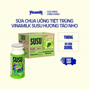 Sữa chua uống Susu IQ hương táo 80ml - thùng 48 chai