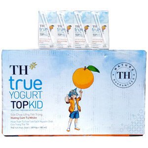 Sữa chua uống tiệt trùng hương cam tự nhiên TH True Yogurt thùng 48 hộp x 180ml