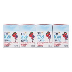 Sữa chua uống tiệt trùng TH Topkid dâu 110ml Lốc 4