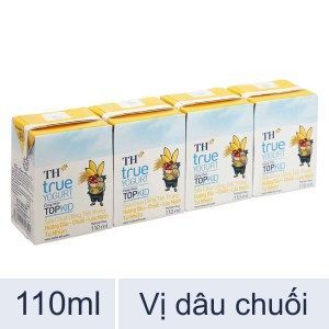 Sữa chua uống tiệt trùng TH Topkid dâu chuối lúa mạch 110ml Lốc 4