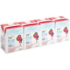 Sữa chua uống tiệt trùng TH Topkid dâu 110ml Lốc 4