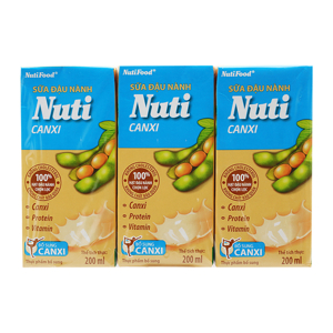 Sữa đậu nành Nutifood canxi - Lốc 6 hộp 200ml