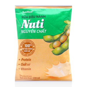 Sữa đậu nành Nutifood nguyên chất - bịch 200ml