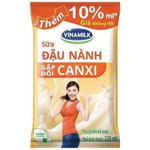 Sữa đậu nành Vinamilk gấp đôi Canxi - bịch 220ml