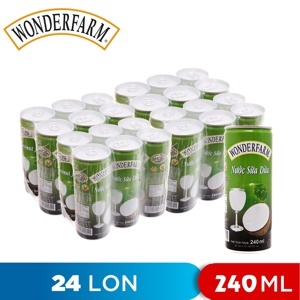 Nước sữa dừa Wonderfarm thùng 24 lon x 240ml