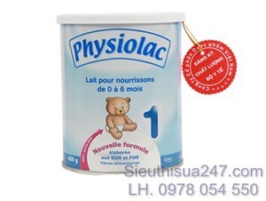 Sữa bột Physiolac số 1 - hộp 400g (dành cho trẻ từ 0 - 6 tháng)