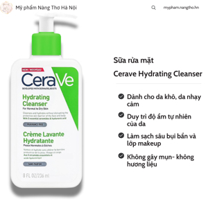 Sữa rửa mặt Cerave Hydrating Cleanser For Normal To Dry Skin - Sữa rửa mặt dành cho da khô