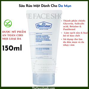 Sữa rửa mặt dịu nhẹ Dr.Belmeur Amino Clear Foaming Cleanser 150ml