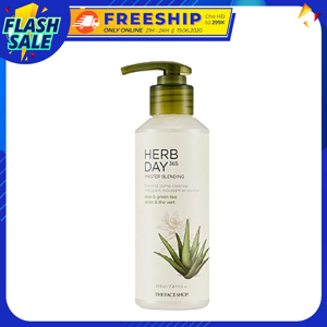 Sữa rửa mặt dưỡng ẩm Herb Day 365 Master Blending Liquid Foam Aloe & Greentea (215ml)