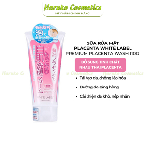 Sữa rửa mặt làm trắng da giàu dưỡng chất placenta white label premium placenta wash 110g