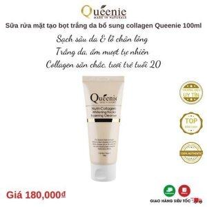 Sữa rửa mặt tạo bọt, trắng da, bổ sung Collagen Queenie 100g