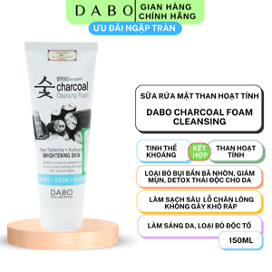 Sữa rửa mặt than hoạt tính Dabo Charcoal Cleansing Foam 150ml