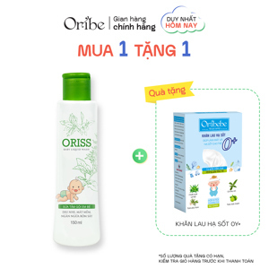 Sữa tắm gội em bé ngừa rôm sẩy nhẹ dịu không cay mắt Oriss Baby - 150ml