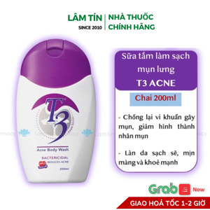 Sữa Tắm Ngăn Ngừa Mụn T3 Acne Body Wash 200Ml