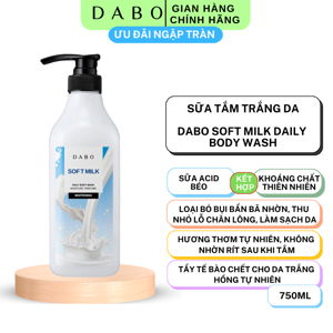 Sữa tắm trắng Dabo tinh chất sữa 750ml