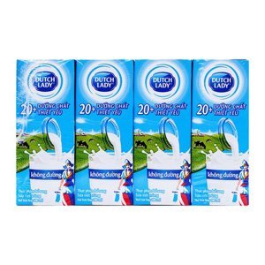 Sữa tiệt trùng Dutch Lady không đường lốc 4 hộp x 180ml