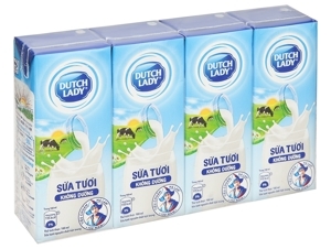 Sữa tiệt trùng Dutch Lady không đường lốc 4 hộp x 180ml