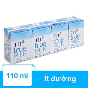 Sữa tiệt trùng TH True Milk có đường lốc 4 hộp x 110ml