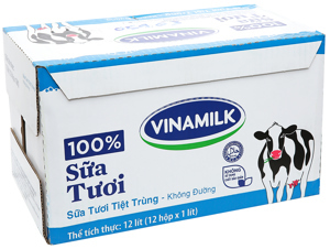 Sữa Tiệt Trùng Vinamilk Không Đường Hộp 1 Lít - Thùng 12 Hộp