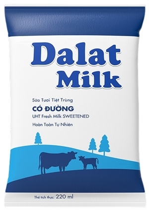 Sữa tươi tiệt trùng có đường Dalat Milk bịch 220ml