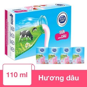 Sữa tươi tiệt trùng Cô Gái Hà Lan hương dâu 110ml - thùng 48 hộp