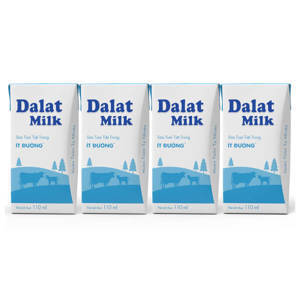 Sữa tươi tiệt trùng Dalat Milk ít đường lốc 4 hộp x 110ml