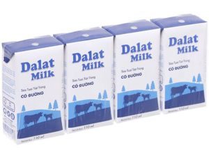 Sữa tươi tiệt trùng Dalat Milk có đường lốc 4 hộp x 110ml