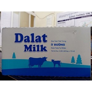 Sữa tươi tiệt trùng Dalat Milk ít đường thùng 48 hộp x 110ml