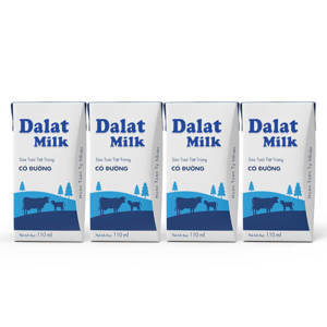 Sữa tươi tiệt trùng Dalat Milk có đường lốc 4 hộp x 110ml