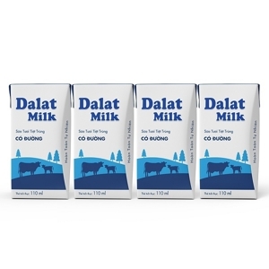 Sữa tươi tiệt trùng Dalat Milk có đường lốc 4 hộp x 110ml