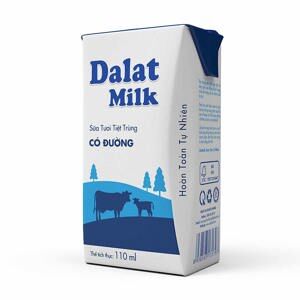 Sữa tươi tiệt trùng Dalat Milk có đường thùng 48 hộp x 110ml