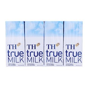 Sữa tươi tiệt trùng TH True Milk 180ml - 4 hộp/ vỉ (có đường)