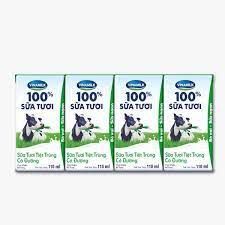 Sữa tươi tiệt trùng Vinamilk 100% 110ml - 4 hộp/ vỉ